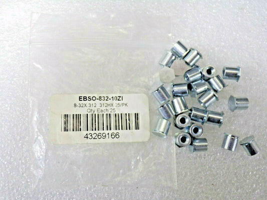 QTY: 25, #8-32, 0.312" OAL,, 0.312" Across Flats, Hex Female Circuit Board Standoffs, (184037785840-NBT23)