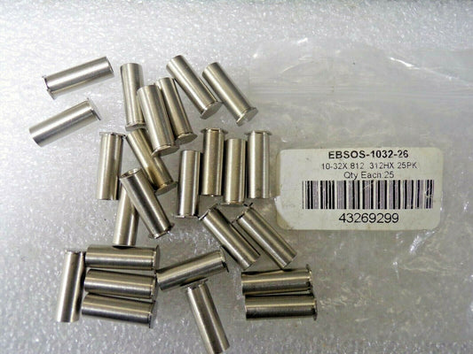 QTY: 25, #10-32, 1/2" OAL, 0.312" Across Flats, Hex Female Circuit Board Standoffs, (184037881864-NBT23)