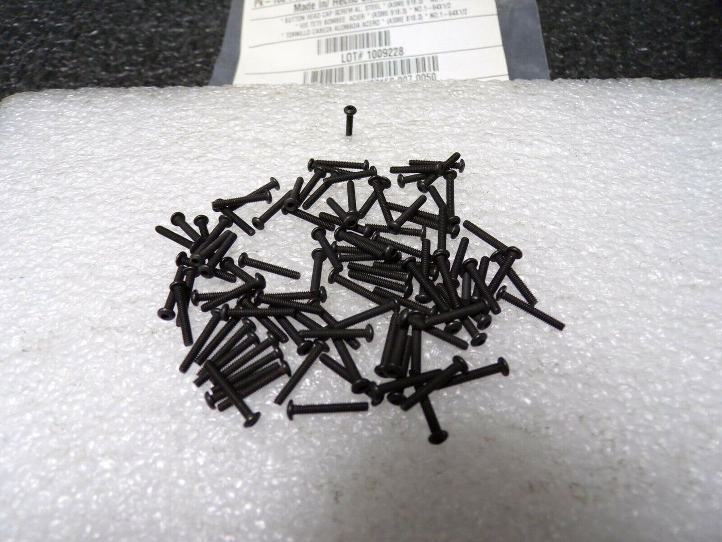 (100pk) Button Socket Head Cap Screw, #1-64, Steel, Black Oxide, 1/2" L, (184122416962-NBT58)