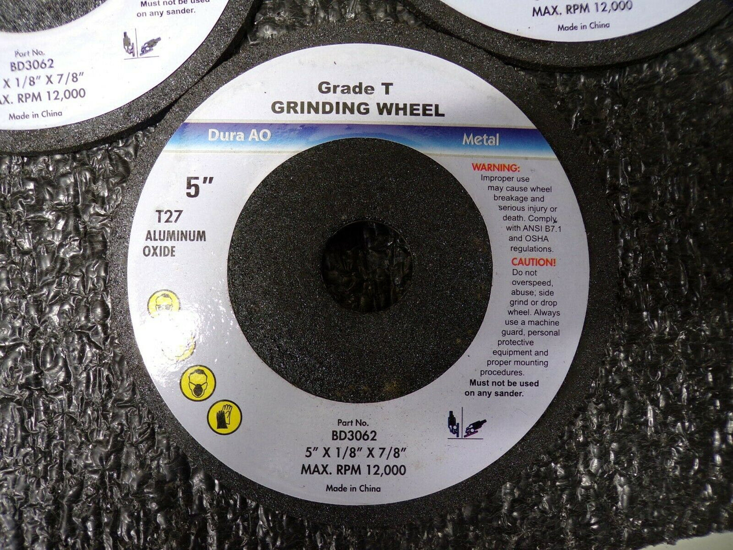 BD 5" Type 27 Aluminum Oxide Grinding Wheels, 7/8" Arbor, 1/8"-Thick 5PK (184139687916-WTA05)