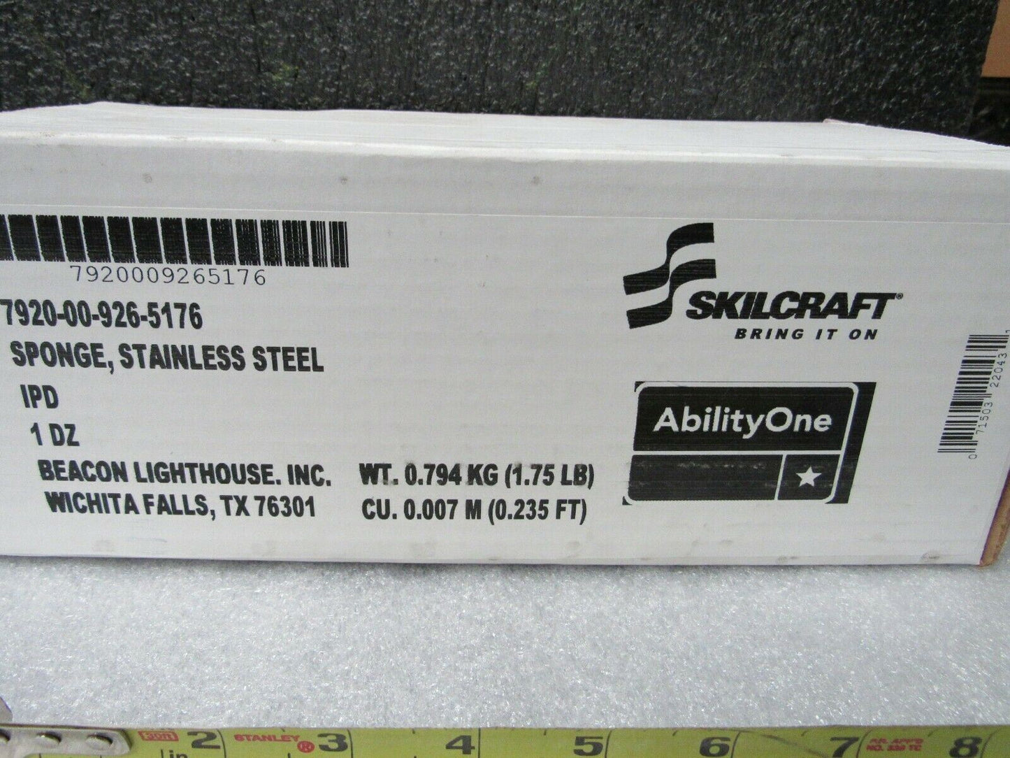7920009265176 SKILCRAFT Stainless Steel Scrubber 1 3/4" W x 4" Diameter 12pk (184161614362-WTA05)