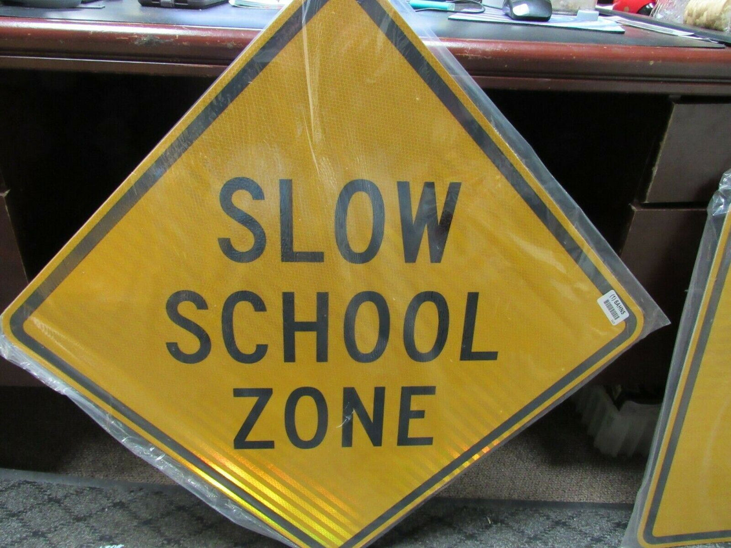 ZING 2425, Traffic Sign, Slow School Zone, 24 x 24In, BK/YEL, 6AHN5 (184175041577-NB7)