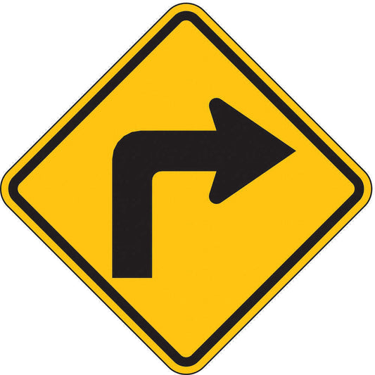 ZING 2424, Traffic Sign, Arrow Curving Right, 24 x 24In, BK/YEL, 6AHN4  (184175150205-NB8)