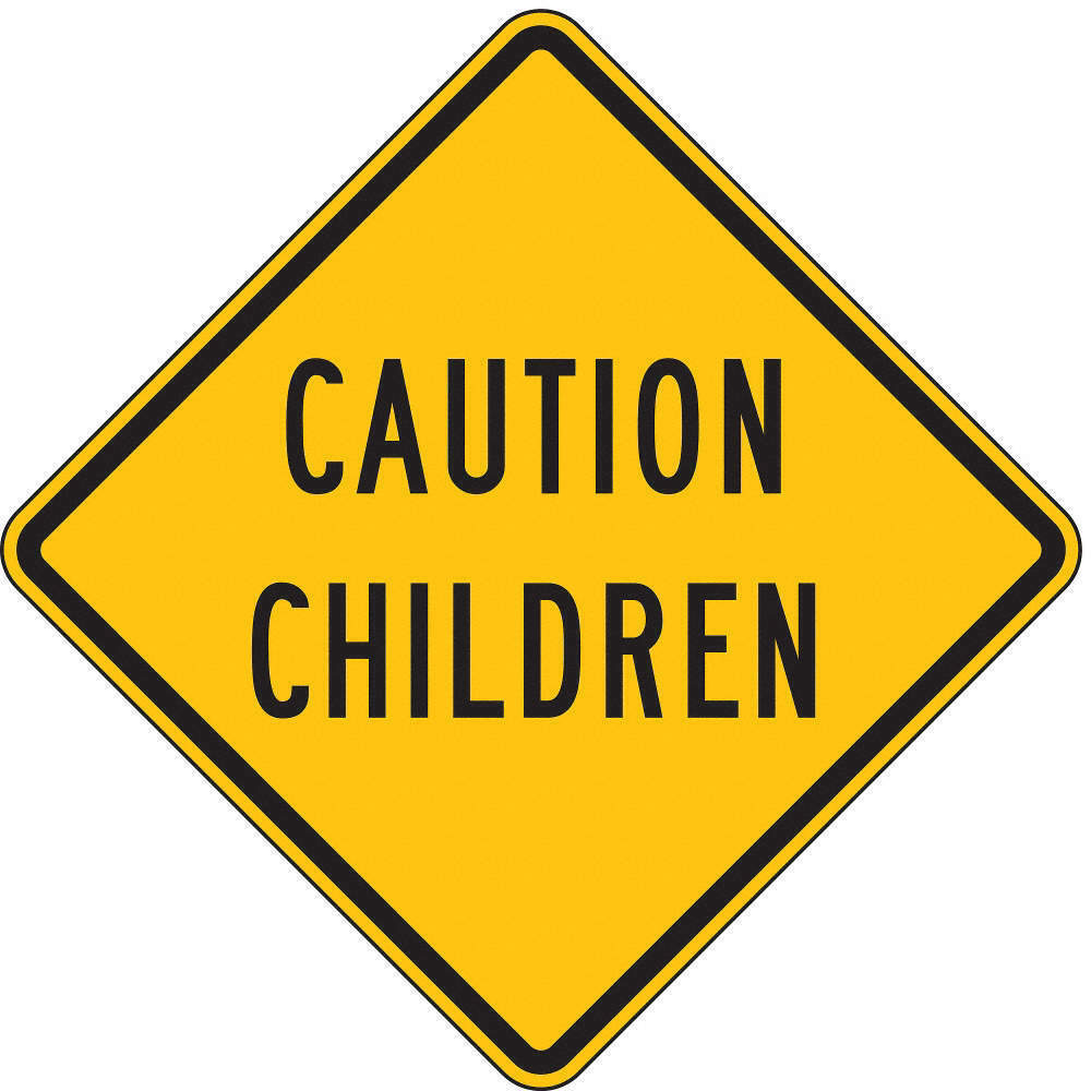 ZING 2395, Traffic Sign, Caution Children, 24 x 24In, BK/YEL, 6AHJ5 (184175161995-NB8)