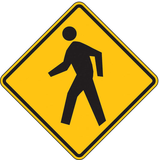 ZING 2318, Traffic Sign, Pedestrian Crossing, 24 X 24, BK/YEL, 6CFW0 (184179679694-NB9)
