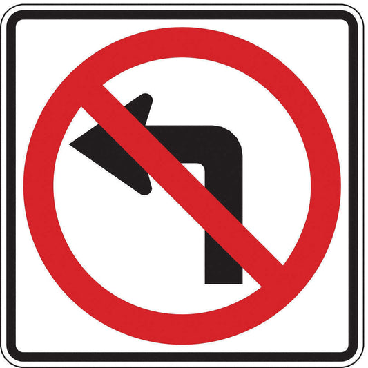 ZING 2414, Traffic Sign, No Left Turn Pictogram, 24 X 24, BK/RED, 6AHL4, (184179714803-NB9)