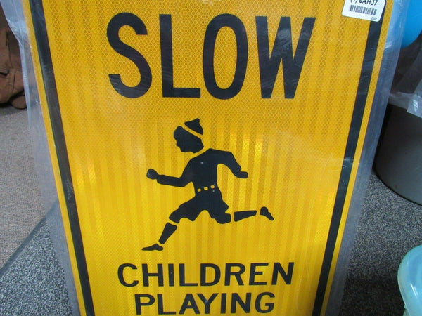 ZING 2397,Traffic Sign, Slow Children At Play ,18  X 24, BK/YEL, 6AHJ7, (184180372091-NB10)