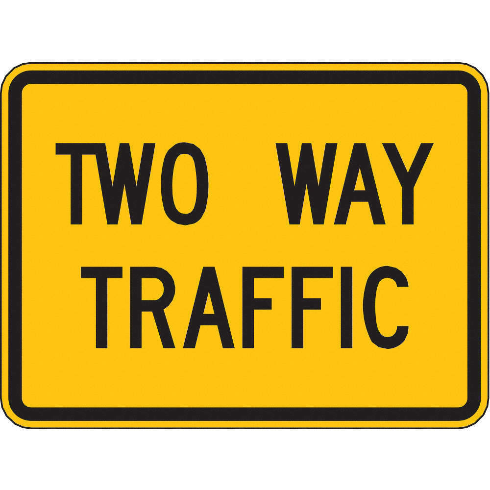 ZING 2392, Traffic Sign, Two Way Traffic ,18 X 24, BK/YEL, 6AHJ2, (184180410928-NB10)