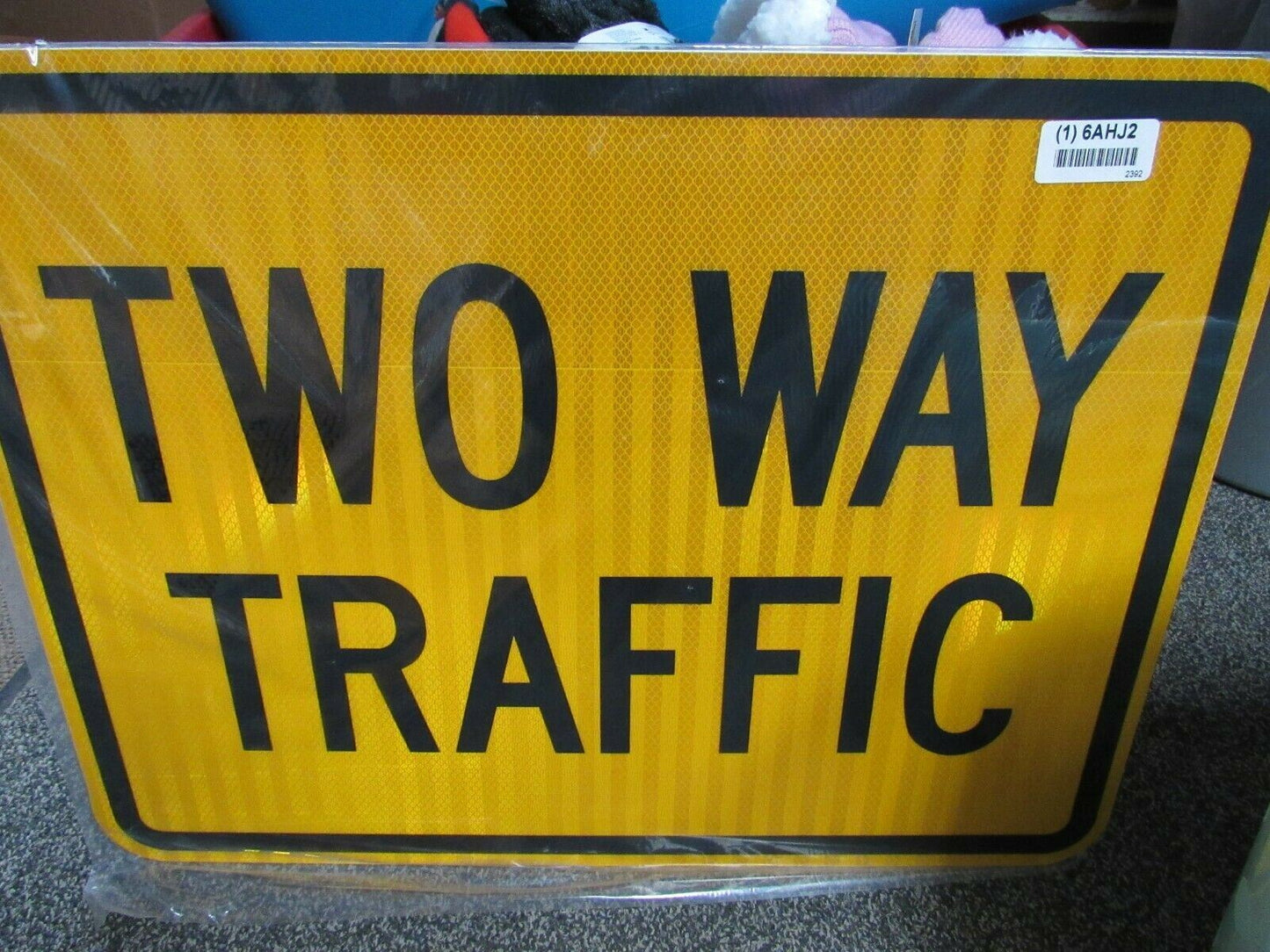 ZING 2392, Traffic Sign, Two Way Traffic ,18 X 24, BK/YEL, 6AHJ2, (184180410928-NB10)