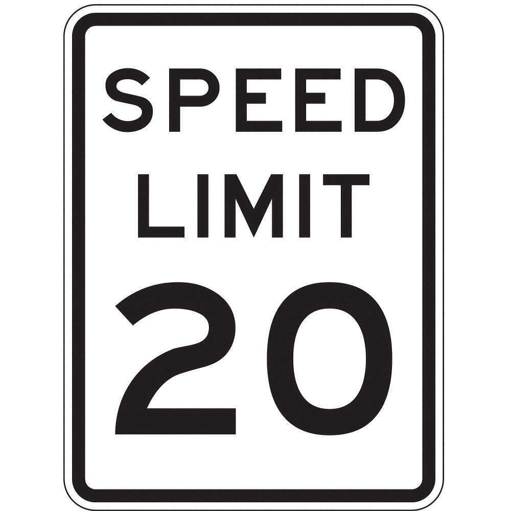 ZING 2307,Traffic Sign, Speed Limit 20, 18 X 24, BK/WHT, 6CFR9, (184180419902-NB10)