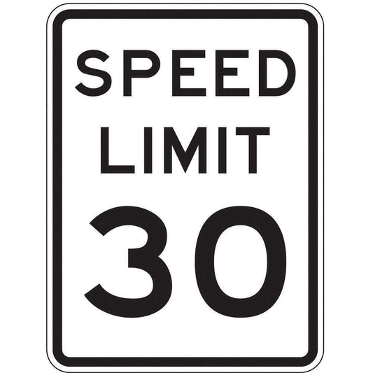ZING 2252, Traffic Sign, Speed Limit 30 ,18 X 24, BK/WHT, 6CFJ4, (184180437264-NB10)