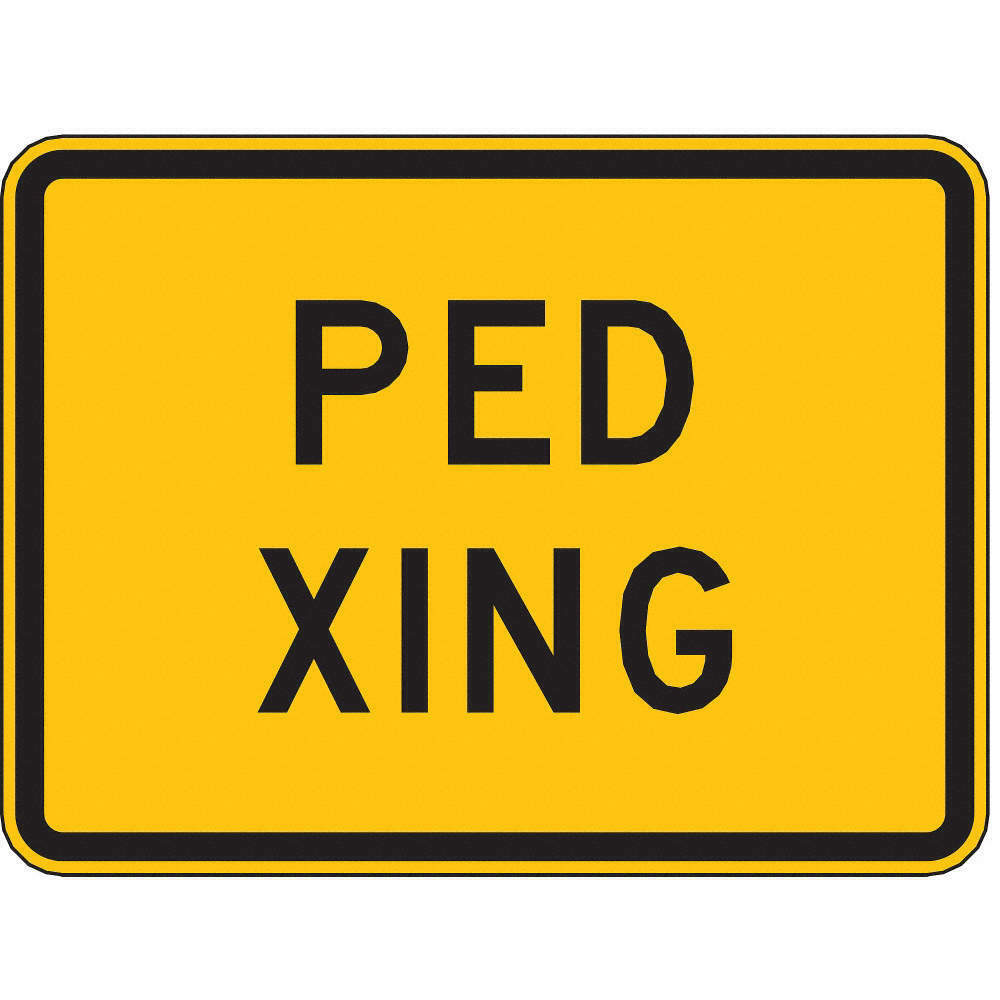 ZING 2422, Traffic Sign, Ped Xing ,18 X 24, BK/YEL, 6AHN2, (184180442041-NB11)