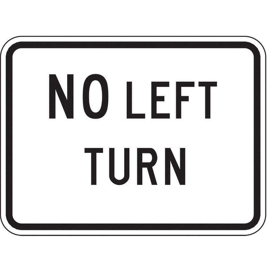 ZING 2413, Traffic Sign, No Left Turn, 18 X 24, BK/WHT, 6AHL3, (184180452958-NB11)