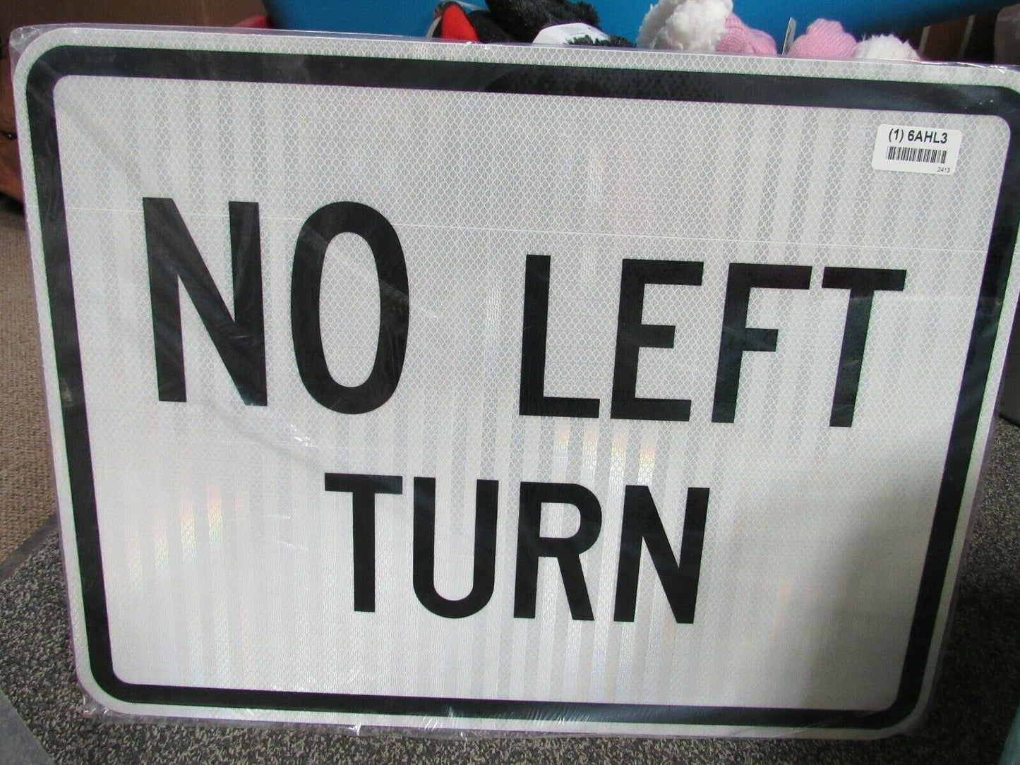 ZING 2413, Traffic Sign, No Left Turn, 18 X 24, BK/WHT, 6AHL3, (184180452958-NB11)