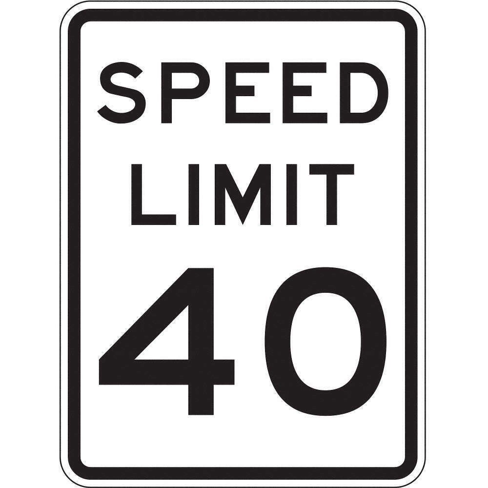 ZING 2438, Traffic Sign, Speed Limit 40, 18 X 24, BK /WHT, 6AHP8, (184180462339-NB11)