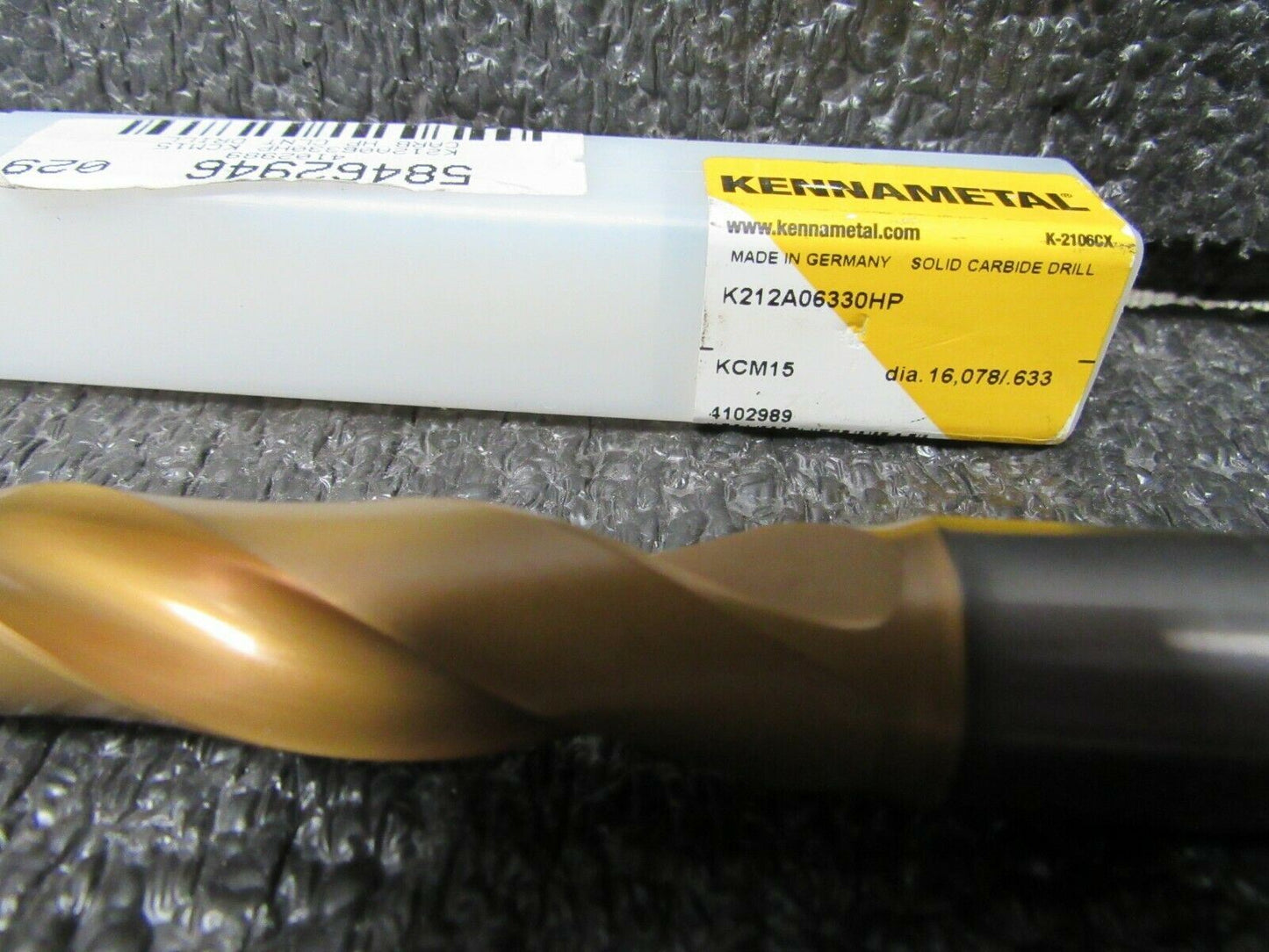 Kennametal Spiral Flute Solid Carbide Taper Length Drill Bit"16.08mm 140°, 4102989 (184215135575-BT35)