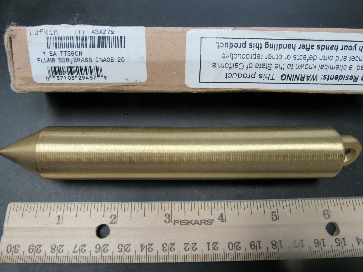 Lufkin TT590N 20 Oz. Plumb Bob, Solid Brass Inage, Cylindrical Shape (184254852060-BT35)