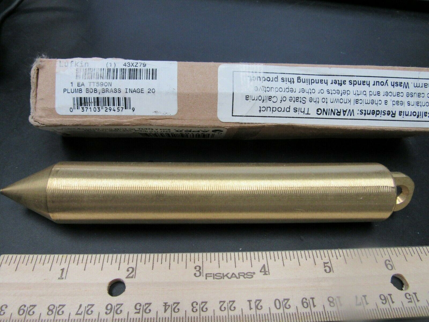 Lufkin TT590N 20 Oz. Plumb Bob, Solid Brass Inage, Cylindrical Shape (184254852060-BT35)