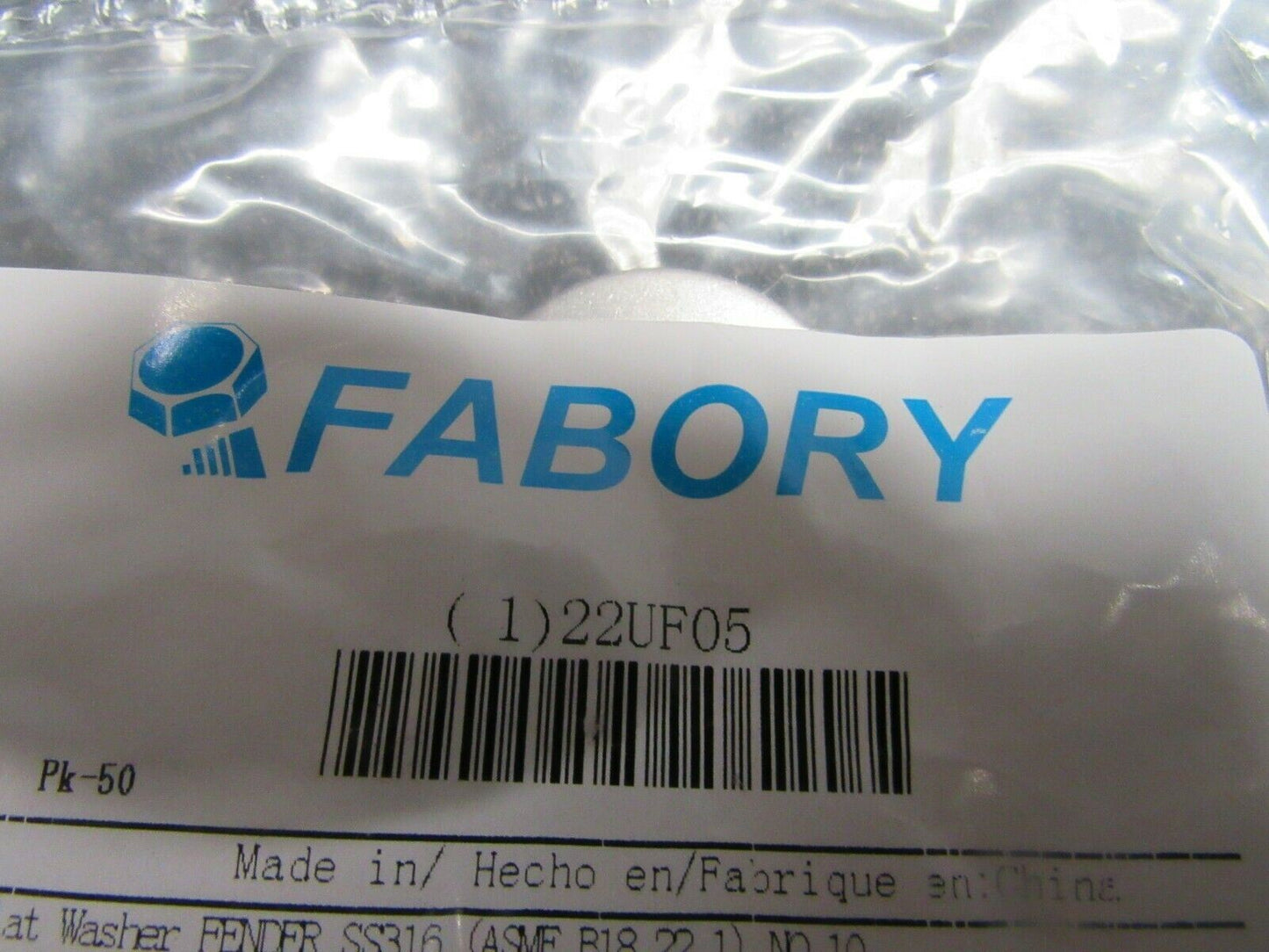(50) FABORY 3/16" x 1-1/4" O.D., Fender Washer, 316 Stainless Steel, 22UF05 (184264826653-BT45)