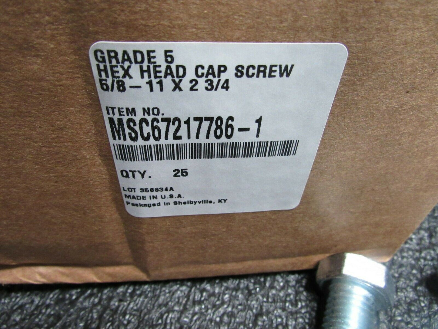 (25) 5/8-11x2-3/4, Hex Head Cap Screw, Grade 5, Zinc Plated, (184271006141-BT43)