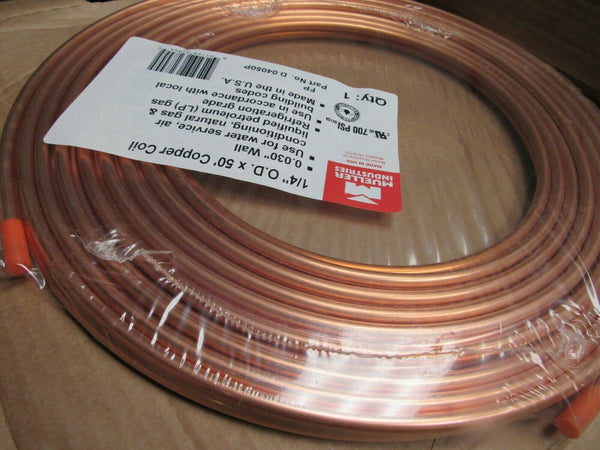 MUELLER INDUSTRIES 50 ft. Soft Coil Copper Tubing, 1/4