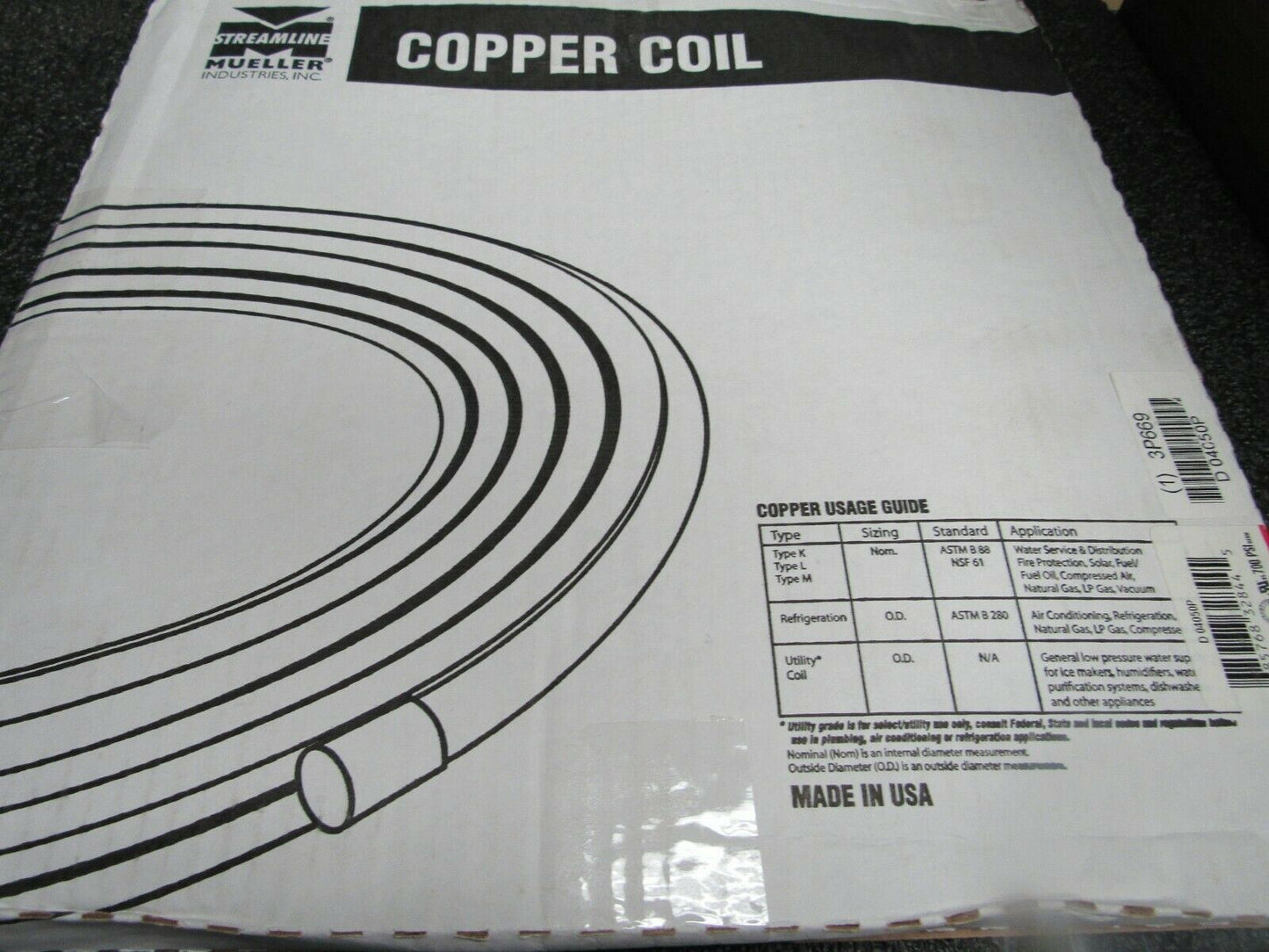 MUELLER INDUSTRIES 50 ft. Soft Coil Copper Tubing, 1/4" OD, 653R (184283140931-BT44)