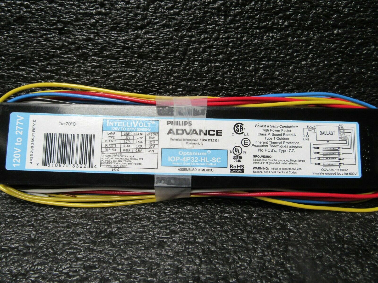 ADVANCE Electronic Ballast  IOP-4P32-HL-SC, 32 Max. Lamp Watts, 120-277 V, (184290735953-BT49)