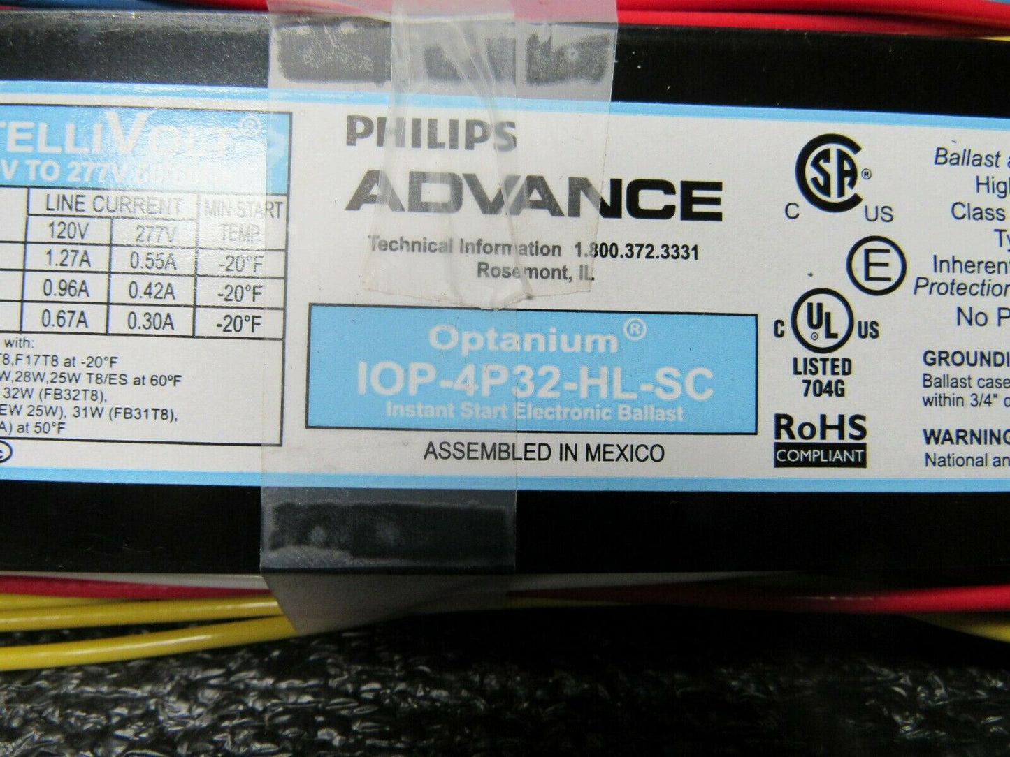 ADVANCE Electronic Ballast  IOP-4P32-HL-SC, 32 Max. Lamp Watts, 120-277 V, (184290735953-BT49)
