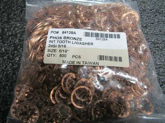 (500pcs) 5/16" Tooth Lock Washers Internal Phosphor Bronze (184293569096-BT53)