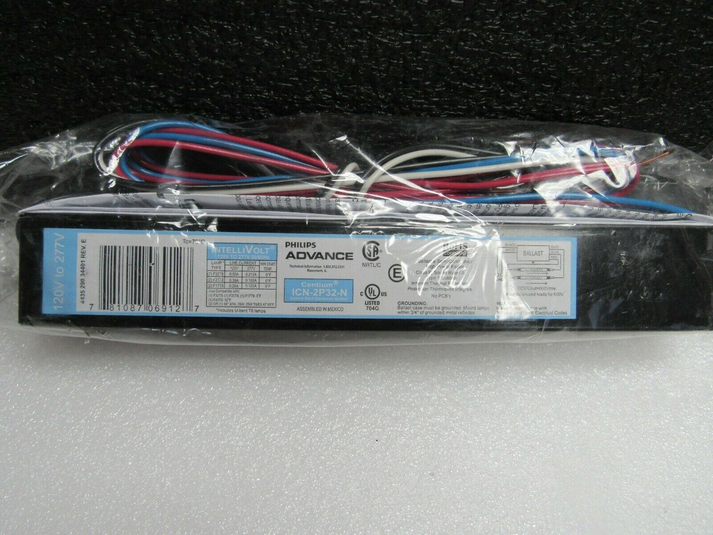 Philips Advance ICN-2P32-N Electronic Ballast, 2-Lamp, 120-277V (184308918462-BT45)