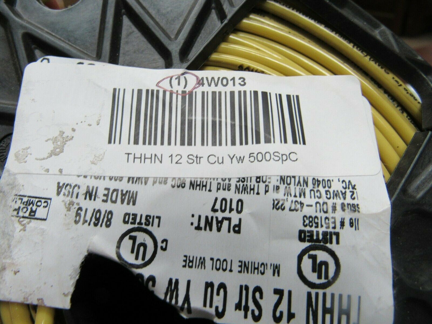 Southwire Company Building Wire, 500', 600VAC 12 AWG THHN, Yellow, 22969001 (184329762702-BT17)