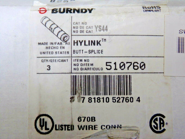Burndy Hylink YS44 1000KCMIL CU Copper Connector, Box of 3 (184334084196-BT18)