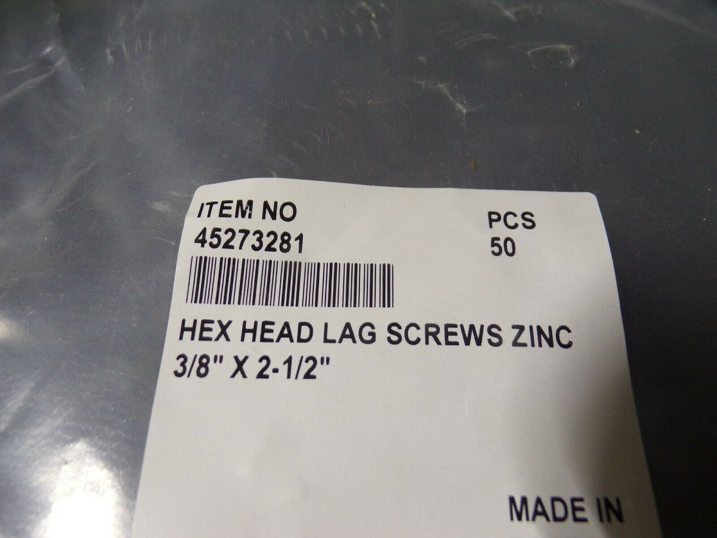 (Qty 50) 3/8" x 2-1/2" Hex Head Lag Screw / Bolt Zinc Plated (184457609970-BT06)