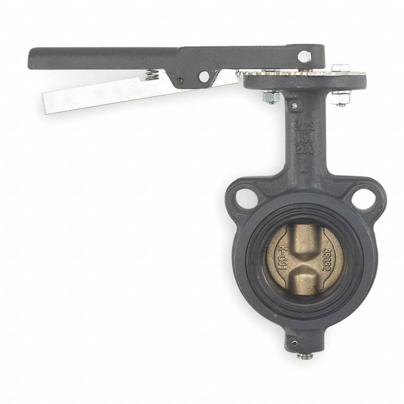 MILWAUKEE VALVE Wafer-Style Butterfly Valve, Cast Iron, 200 psi, 6 in Pipe Size, CW223E 6 (CR00513-WTA04)