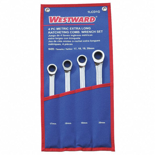 Westward 4pc. Ratcheting Combination Wrench Set, Metric, 17-20 (CR00537-WTA04)