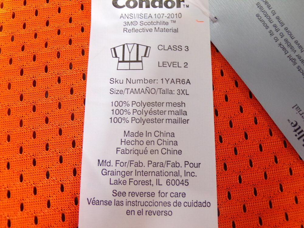 CONDOR Orange/Silver, Traffic Vest, Hook-and-Loop, 3XL (SQ4754799-WT03)