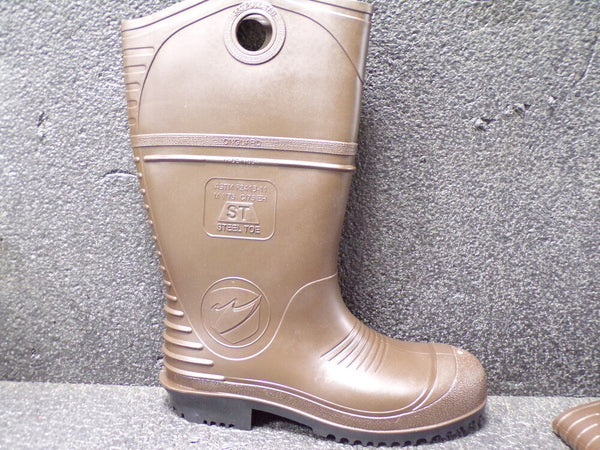 Onguard Rubber Boot, Men's, 9, Knee, Steel Toe Type, PVC, Steel, Brown, Black (SQ1184935WT21)