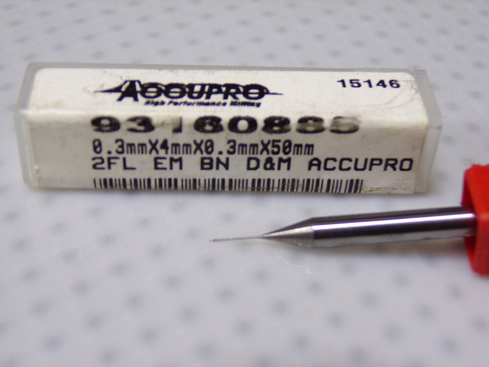 Accupro 0.3mm Diam, 0.3mm LOC, 2 Flute Solid Carbide Ball End Mill (SQ1139909-WT08)