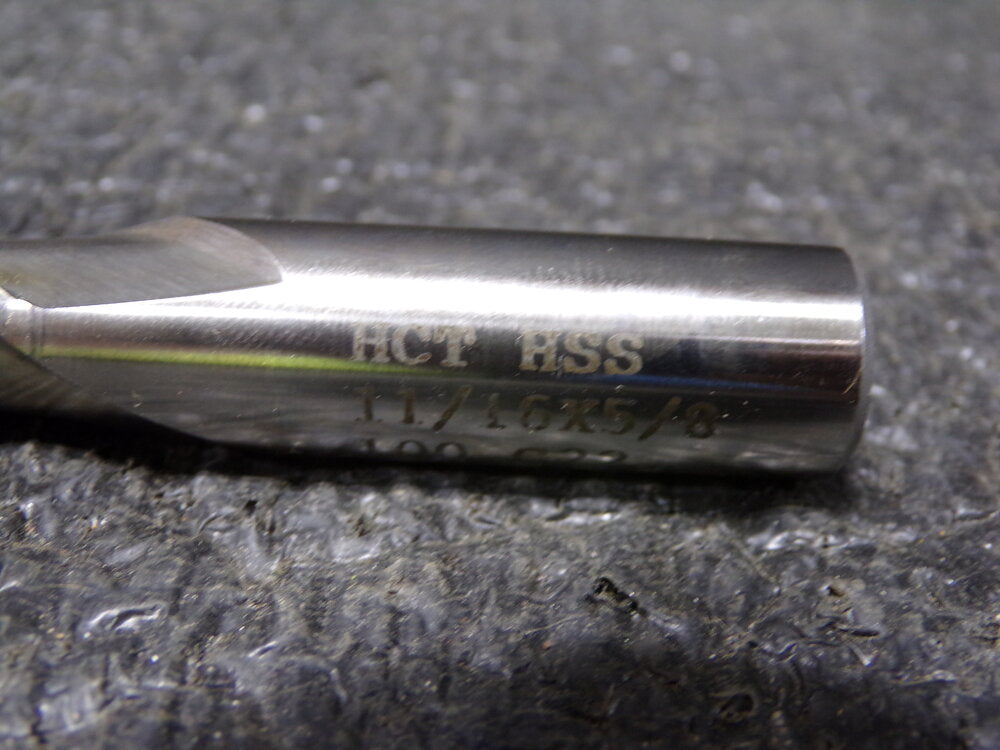 Standard HSS, 11/16" x 5/8",  2 Flute End Mill, Regular Length (SQ3430954-WT08)
