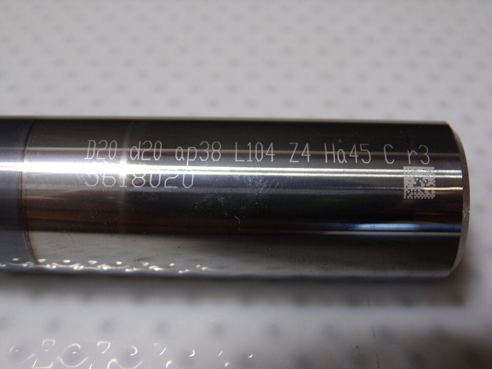 ISCAR 4 flute, 20mm, 45° helix medium length solid carbide endmill (SQ4503118-WT08)