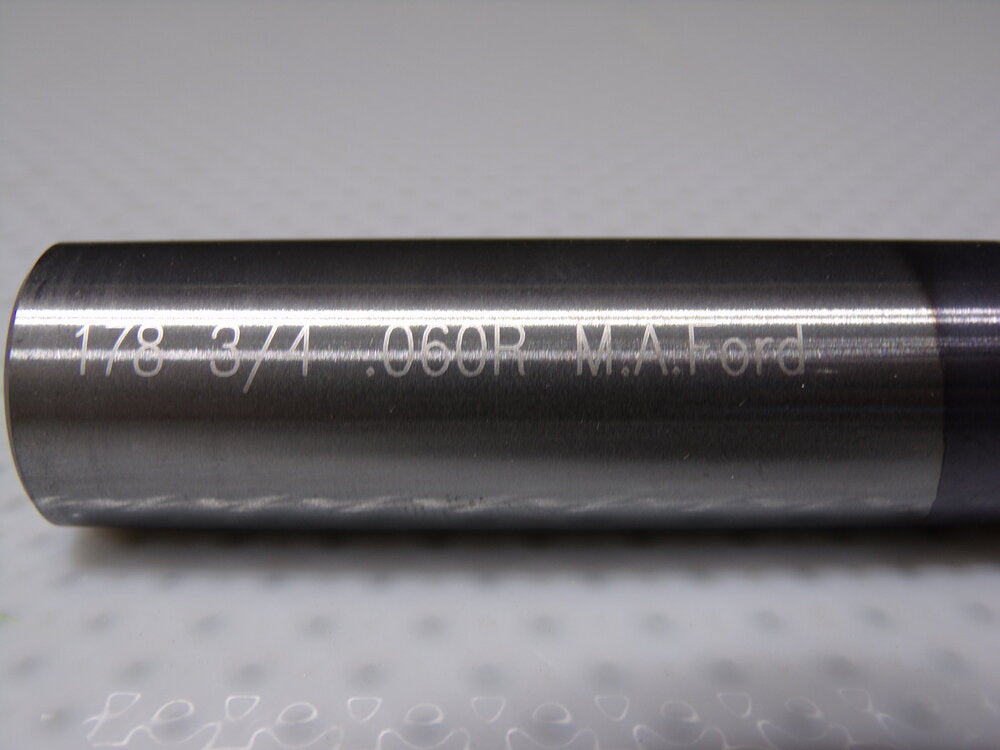M.A. Ford 3/4" Diam 5 Flute Single End Solid Carbide 0.06" Corner Radius End Mill (SQ6988396-WT08)