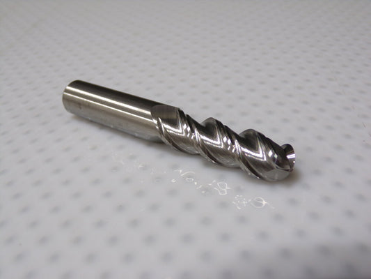 MONSTER Ball End Mill, 3/8", 3 Flute, Carbide, Bright (Uncoated), Non-Coolant Through, 283-371135 (SQ3611380-WT08)