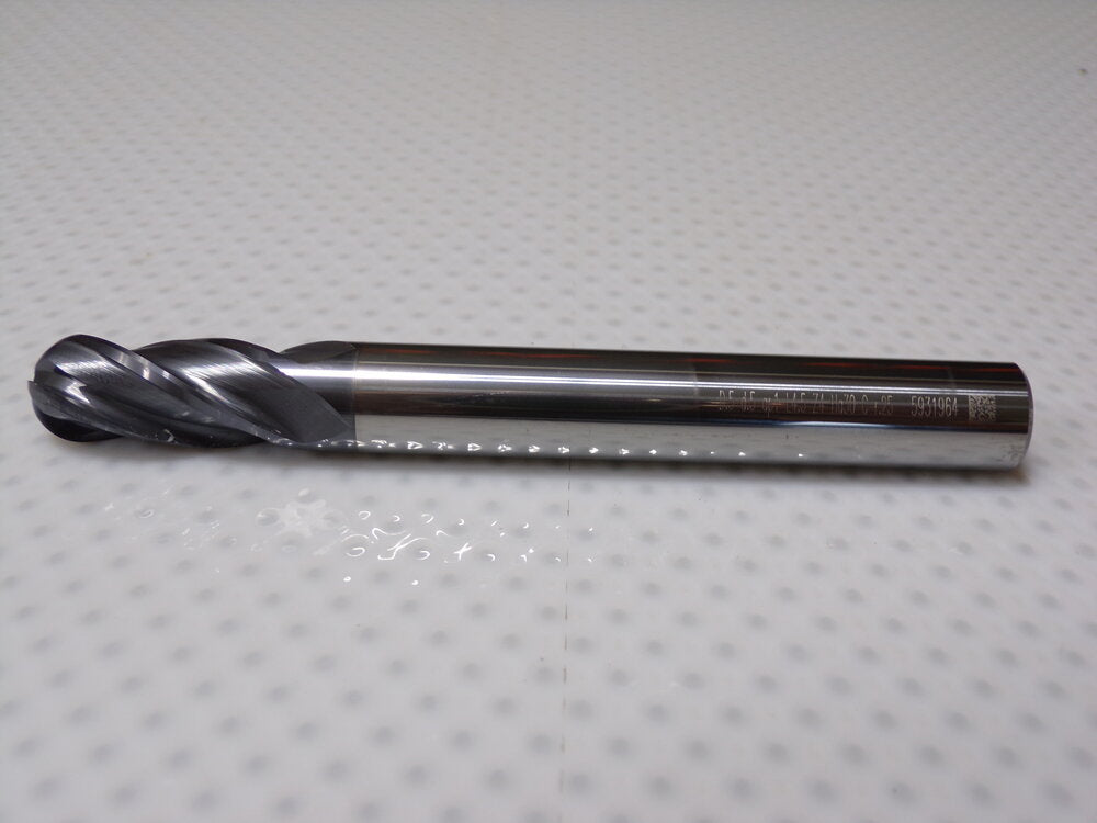 ISCAR EBLI-A-4	4 flute, 1/2", 30° helix, long solid carbide ball nose endmill (SQ0636285-WT08)