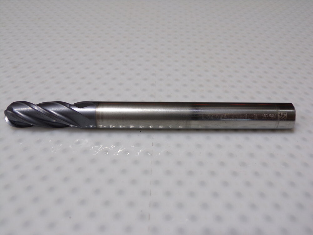 ISCAR  EBLI-A-4, 4 flute, 3/8", 30° helix, long solid carbide ball nose endmill (SQ6823080-WT08)