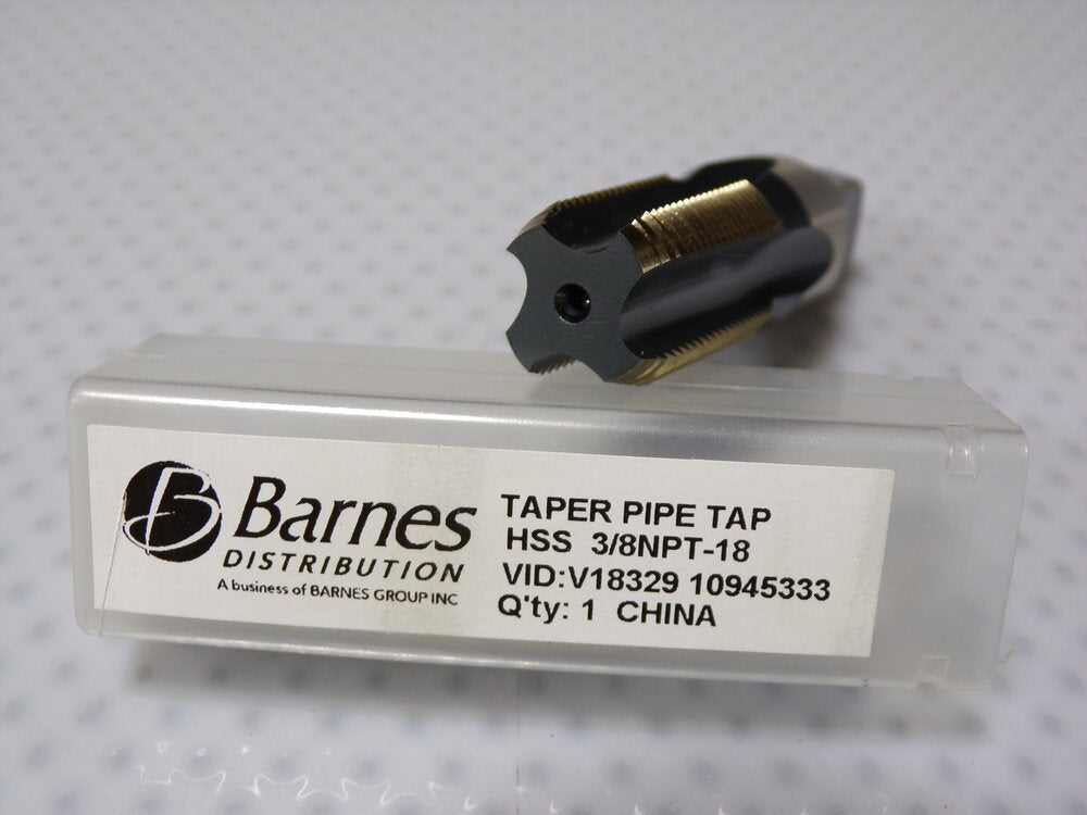 Barnes Pipe and Conduit Thread Tap, 3/8"-18, NPT, OAL 2-9/16", HSS (SQ3624827-WT08)