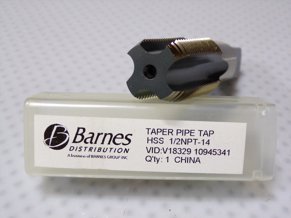 Barnes Pipe and Conduit Thread Tap, 1/2"-14, NPT, OAL 3-1/8", HSS (SQ1458466-WT08)