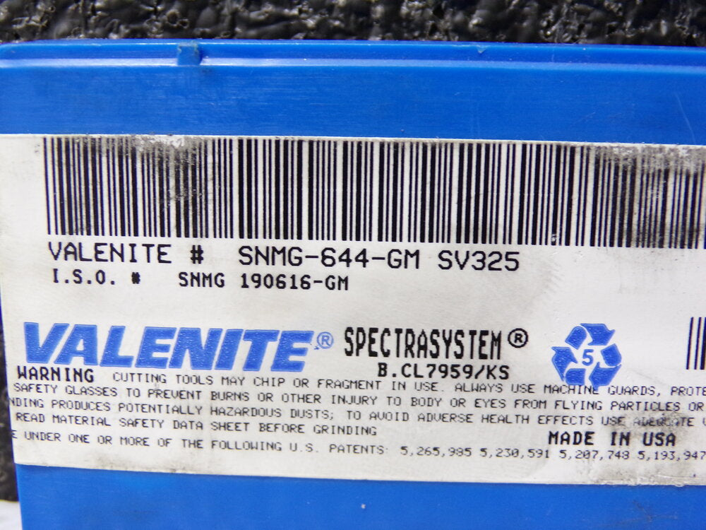 10pk, Valenite SNMG 644-GM Grade ME125 Turning Insert (SQ1564610-WT14)