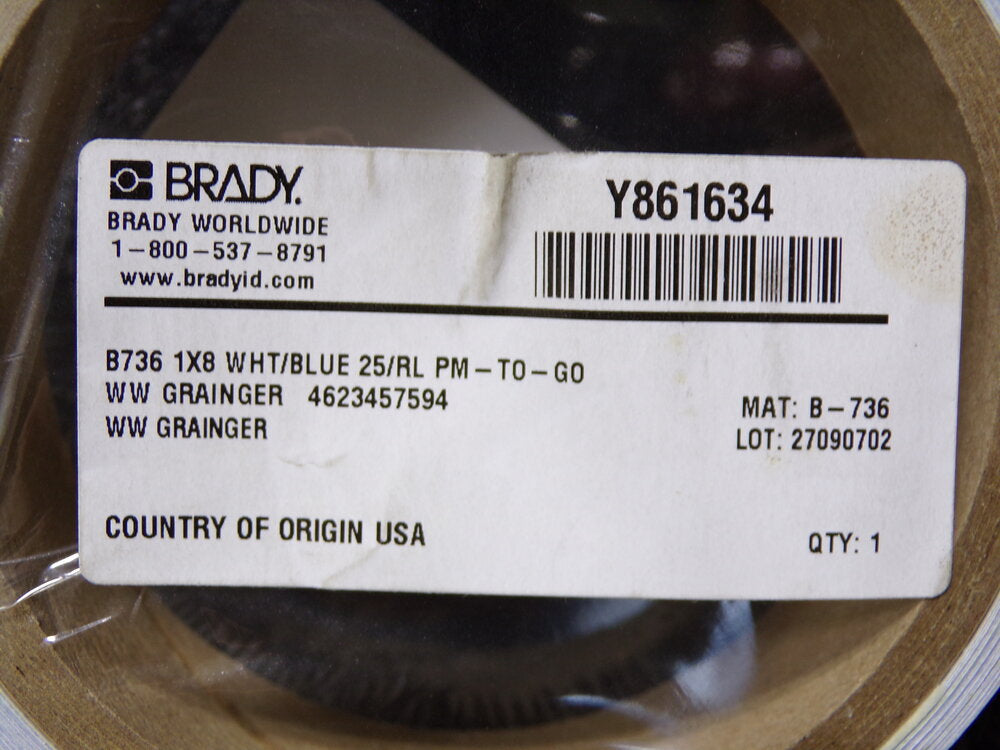 BRADY Y861634 VENT → Pipe Marker, 1"H x 8"W, 25/Roll (SQ1096535-WT02)