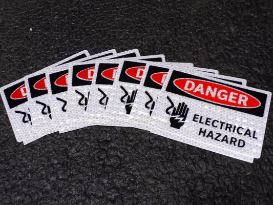 8pk, ELECTROMARK Danger Label, Electrical Hazard, Vinyl, 5 in Width, 3 1/2 in Height (SQ2432307-WT07)