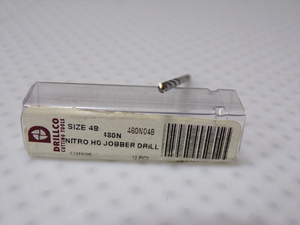 12pk, Drillco Jobber Length Drill Bit, #48, Point Angle 135°, High Speed Steel (SQ9126551-WT14)